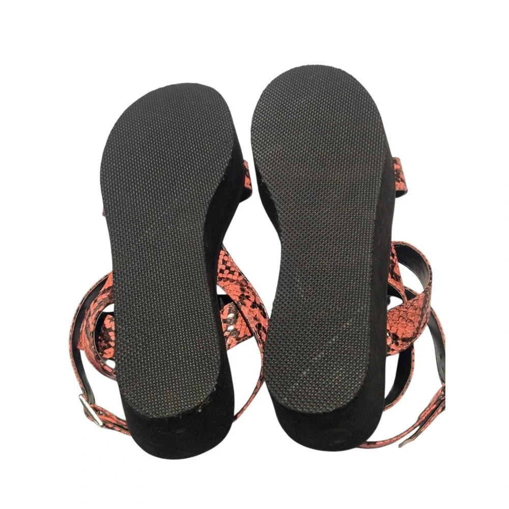 Simmi London Mazey Black & Pink Snake Effect Flatform Sandals